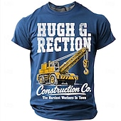  Hugh G Rection Construction Co. Kran-Wortspiel Herren-T-Shirt mit lustigem, sarkastischem Humor im Vintage-Stil, Rundhalsausschnitt, Kurzarm, Geschenk für Bauarbeiter, die härtesten Arbeiter der