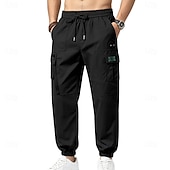 economico Pantaloni cargo-Per uomo Pantaloni Cargo Joggers Pantaloni Coulisse Elastico in vita Multi-tasche Tinta unica Antivento Comodità Quotidiano All'aperto Ferie Streetwear Elegante Cachi Nero Inelastico