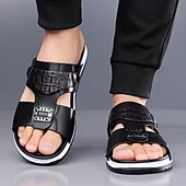tanie Klapki i japonki męskie-męskie sandały z klamrą, odkryte palce, codzienne, letnie buty na plażę, do kurortu, na podróż i na co dzień na świeżym powietrzu
