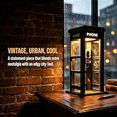 cheap Decorative Lights-Vintage Phone Booth Ambient Lamp, Retro Classic Design Warm LED Light, Phone Booth Lamp for Bedroom, Home Office, Study &amp; Bar Decor