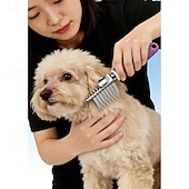baratos Cuidados com o Cabelo-Pente desembaraçador para pelos de animais de estimação, com lâminas longas e seguras para cães e gatos, ideal para desembaraçar pelos emaranhados ou com nós na pelagem interna.