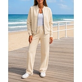 economico Tute da ginnastica-Per donna Abiti da 2 pezzi Tuta da ginnastica lounge Tasca Tinta unita Completo Abbigliamento Autunno Nero Bianco Spandex All'aperto Viaggio Sportivo Traspirante Manica Lunga Sport Abbigliamento
