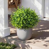 baratos Plantas e Folhagens Artificiais-12 ramos de plantas artificiais para decoração de primavera e verão, eucalipto falso de plástico resistente aos raios UV, com aparência realista, ideal para vasos em varandas, terraços, jardins e