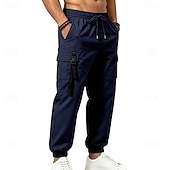 economico Pantaloni cargo-Per uomo Pantaloni Cargo Joggers Pantaloni Coulisse Elastico in vita Multi-tasche Tinta unica Antivento Comodità Quotidiano All'aperto Ferie Streetwear Elegante Cachi Nero Inelastico