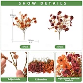  12 pachete de flori artificiale de toamnă, camouflage, pentru exterior, plante artificiale, decorațiuni de Halloween, mătase artificială rezistentă la UV, pentru Ziua Recunoștinței, care nu se decolorează, pentru ușa din față, verandă, terasă, curte, balc