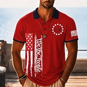  4. července 2026 250. Pánské Americká americká vlajka Polokošile Krátký rukáv Polo tričko Košile s límečkem Na běžné nošení Oblečení na atletiku Festivalové oblečení 3D tisk Knoflíky Prodyšná síťovina