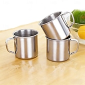 abordables Kitchen Utensils &amp; Gadgets-4/6PCS Stainless Steel Coffee Cups, Double-Layer Stainless Steel Material, Portable and Durable with Handle, Easy to Clean, Suitable for Camping, Travel, Office, Car Use, and Cafes