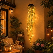 economico Striscie luci ad energia solare-Luci solari da giardino sospese, luci a LED realistiche a forma di fiori e rampicanti, impermeabili IP65, ideali per decorare giardini, patii e recinzioni, con accensione automatica ogni 8-12 ore.