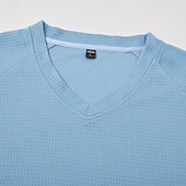 abordables Camiseta de malha waffle-Men's Waffle T-shirt T Shirt Tee Top Short Sleeve V Neck Summer Spring All Seasons Solid Color Streetwear Stylish Casual Tassel Fringe Patchwork Casual Daily Outdoor Light Blue Light Green Top Tee