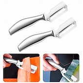 cheap Fruit &amp; Vegetable Tools-1/2pcs Stainless Steel Fruit Peeler Knives, Easy &amp; Effortless Sugarcane, Pineapple &amp; Melon Peeling, Ergonomic Handle, Sharp Forged Blades, Kitchen Essential Gadget