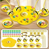 お買い得  Acessórios para festa-子供向けのおもしろい蜂のヘッドバンドゲーム &amp;大人向け、磁石のハチを使ったインタラクティブなファミリーボードゲーム、細かい運動能力を養う対戦型アクション玩具 &amp;バランス、男の子と女の子に最適な屋内パーティーゲーム、黄色