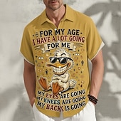 abordables Estampado Animal-Hombre Pato Argot divertido animales de dibujos animados Camisa Camisa de verano Abotonar la camisa Manga Corta Irónico Gracioso Diario Exterior Vacaciones Verano Primavera Cuello Vuelto Impresión 3D