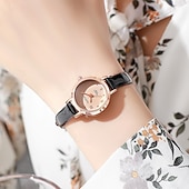 levne Quartz hodinky-Dámské hodinky, drobné, s malým ciferníkem, růžovo-zlaté quartzové náramkové hodinky s tenkým koženým řemínkem, minimalistické elegantní dámské společenské hodinky ve vintage stylu, ležérní dárky pro
