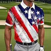 cheap Patriotic 250 Polos-4th of July 2026 250th Men's American US Flag Golf Sports Polo Shirts Short Sleeve Polo Shirts Lapel Casual Athleisure Daily Wear 3D Print Buttons Summer Spring Blue 1 Blue 3# Blue 2#