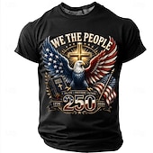 abordables Camisetas Patrióticas 250-4 de julio de 2026, 250 aniversario Hombre Águila Bandera de EE. UU. Camiseta Manga Corta Camiseta Impresión 3D Cuello Barco Camisa Patriótico Diario Festival Azul Piscina Negro Blanco Verano