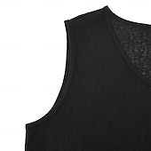 preiswerte Fitness Tank-Tops-Herren Tanktop aus Leinen Ärmelloses Shirt Unterhemd Ärmellos V Ausschnitt Sommer Einfach Mode Basic Böhmische Schlank Weich Strand Urlaub Alltagstauglich Schwarz Weiß Blau Top T-Shirt für Herren