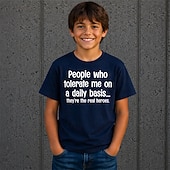  Maglietta 3D divertente con slang per ragazzi, maniche corte, stampa 3D, moda estiva e primaverile, per bambini dai 4 ai 12 anni, vestibilità regolare.