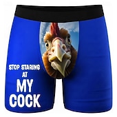  Men's Rooster Chick Funny Slang Stretchy Boxer Briefs Swimming Trunks Boxer Swim Shorts Funny Casual Home Beach Vacation Wear Elastic Waistband Moisture-Wicking Breathable Underwear Designer Clothing