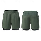 baratos Calções de corrida-Homens Shorts de Corrida Calções atléticos Shorts de Academia Bolsos 2 em 1 Com forro de compressão Calção Casual Diário Esporte Verão Primavera Secagem Rápida Leve Pavio Humido Treino de Ginástica