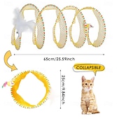 economico Giochi per gatti-Tunnel a molla per gatti, tunnel a spirale pieghevole per il gioco autonomo con giocattoli a forma di topo e piume per gattini, conigli e cuccioli da interno.