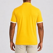 cheap Men's Classic Polo-Men's Polo Shirts Casual Work Lapel Short Sleeve Basic Modern Plain Buttons Plain Spring &amp; Summer Yellow Polo Shirts