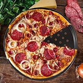 baratos Utensílios &amp; Aparelhos de Cozinha-Forma para pizza redonda de 30 cm (12 polegadas) revestida em aço carbono perfurado, 1/2 unidade.