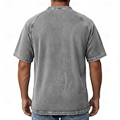  Ανδρικά Μπλουζάκι Πουκάμισο Demin Πουκάμισο 100% Cotton Acid Wash Henley Top Κοντομάνικο Σκέτο Βίντατζ Κομψό στυλ street Καθημερινό Πλυμένο Μανίκια Ρεγκλάν Όρθιος Γιακάς Χένλι Causal Σπίτι Δρόμος