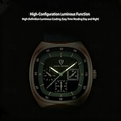 abordables Relojes de Cuarzo-Reloj de lujo para hombre, cronógrafo cuadrado de moda, reloj de pulsera de cuarzo para hombre, resistente al agua, deportivo, casual, con correa de silicona, luminoso, multifunción, correa marrón,