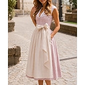 abordables Mujeres-Oktoberfest Vestidos Falda acampanada Trachtenkleader Mucama bávaro Alemán prados Mujer Carnaval Festival de Cerveza Paño de estilo tradicional Vestido Delantal Sin blusa (75CM)