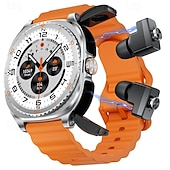 abordables Relojes inteligentes-Reloj inteligente 2 en 1 con auriculares, reloj inteligente con auriculares Bluetooth integrados para música. &amp;Llamadas, monitor de actividad física con pantalla táctil HD para hombres y mujeres,