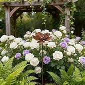 voordelige decoratieve tuinpalen-Metalen bronzen lotusbloemsculptuur, elegant rustiek ijzeren waterornament voor vijver, achtertuin, terras, gazon en binnenlobby, artistiek lotusbeeld voor tuindecoratie