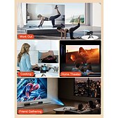 abordables Projecteurs-Mini projecteur DLP intelligent sous Android, décodage 4K HD, compatible 3D, projecteur de poche portable avec Wi-Fi 5 GHz et Bluetooth, correction trapézoïdale, commande tactile, trépied et
