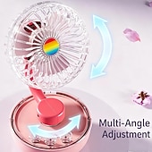 ieftine Lumini și felinare de camping-Ventilator de birou retro nou 2026, mini ventilator de birou portabil reîncărcabil cu lumină LED încorporată, mod dual: reîncărcabil USB &amp;Reglare multi-unghi, cu 3 viteze, prin conectare, pentru