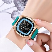 abordables Relojes de Cuarzo-Reloj de lujo para hombre, cronógrafo cuadrado de moda, reloj de pulsera de cuarzo para hombre, resistente al agua, deportivo, casual, con correa de silicona, luminoso, multifunción, correa marrón,