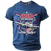  4 juli 2026 250e Voor heren Amerikaanse vlag 1776 T-shirt Korte mouw T-shirt 3D-afdrukken Strakke ronde hals Overhemd Vaderlandslievend Dagelijks Festival blauw Zwart Donkerblauw Zomer Lente Kleding