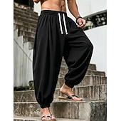 economico pantaloni casual-Per uomo Joggers Pantaloni Pantaloni casual Pantaloni a Nido d'Ape Coulisse Tasca Elastico in vita Tinta unica Asciugatura Rapida Leggero Quotidiano All'aperto Vacanza Vacanza Elegante Nero Bianco
