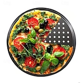 baratos Utensílios &amp; Aparelhos de Cozinha-Forma para pizza redonda de 30 cm (12 polegadas) revestida em aço carbono perfurado, 1/2 unidade.