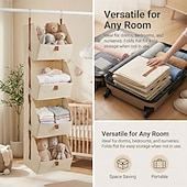 economico Organizzazione spazi-Organizzatore per armadio sospeso - 4 ripiani pieghevoli con ganci e cerniera, organizer per vestiti in tessuto, cestino salvaspazio per camper, camera da letto, lavanderia. Visita il negozio dimj.