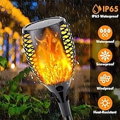 cheap Pathway Lights &amp; Lanterns-2/4pcs Solar Lights Outdoor Solar Torch Lights with Flickering Flame 12 LEDs for Halloween Decorations Waterpoof Landscape Auto On/Off Garden Patio  Home  Decoration Lantern