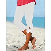  Women's Capri Pants Leggings Elegant Capris High Waist Black White Purple ash-colored Summer Spring Fall
