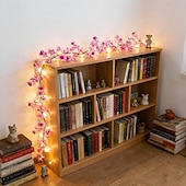 お買い得  バッテリー＆USB 屋内ライト-1.85m、35個のLEDフェアリーライトと造花（バラ、カスミソウ、ラベンダー） &amp;寝室、リビングルーム、結婚式、パーティー、階段、屋内装飾用のトランペット型の花。 &amp;点滅