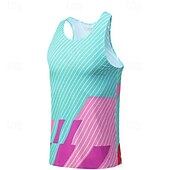 halpa Juoksupaidat ja tanktopit-Miesten Raita Harjoittelu T-paita Juoksutoppi Urheilutoppi Kesä Kevät Hihaton Nopea kuivuminen Kevyt Kosteuden siirtävä Hengittävä Kuntosaliharjoitus Aktiivinen koulutus Liikunta Sininen Musta Oranssi