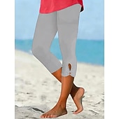  Women's Capri Pants Leggings Elegant Capris High Waist Black White Purple ash-colored Summer Spring Fall
