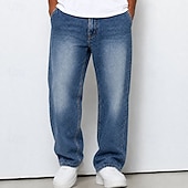 Hombre Pantalones Pantalones casuales 100% Algodón Pantalones de mezclilla Cintura elástica Pierna recta Plano Comodidad Suave Longitud total Casual Diario Exterior Moda Retro Antiguo Azul Piscina