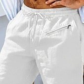 economico Vacanza-Per uomo Shorts Shorts di Lino Pantaloncini Estivi Shorts da Spiaggia Coulisse Elastico in vita Tasca con cerniera Semplice Tinta unita Comodità Morbido Corto Quotidiano Spiaggia Moda Chic &amp; Moderno