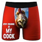  Men's Rooster Chick Funny Slang Stretchy Boxer Briefs Swimming Trunks Boxer Swim Shorts Funny Casual Home Beach Vacation Wear Elastic Waistband Moisture-Wicking Breathable Underwear Designer Clothing