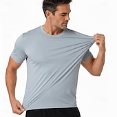cheap Basic T shirts-Men's T Shirt Tee Top Short Sleeve Crew Neck Summer Spring Plain Casual Athletic Quick Dry Slim Casual Daily Sports Light Blue Black White Top Tee for Men