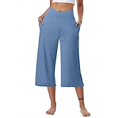 economico gamba larga e vita alta-Per donna Pantaloni capri Pantaloni da yoga Gamba larga Moda Streetwear Casual Lunghezza al polpaccio Misura del girovita medio Semplice Tasca Comodo Comodità Morbido Elasticizzato All'aperto Vacanza