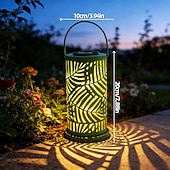cheap Pathway Lights &amp; Lanterns-Solar Lantern Outdoor Metal Palm Leaf Projection Light, Decorative Hanging Garden Lantern with Green Leaf Cutout Design, Solar Powered Patio Yard Lawn Pathway Camping Villa Summer Party Landscape Deco