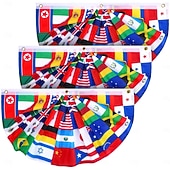  3/6 piezas de banderines plisados de 48 países para decoración de la Copa Mundial de Fútbol 2026, banderines, decoración de banderas de países en forma de semicírculo para el día del partido de fútbol
